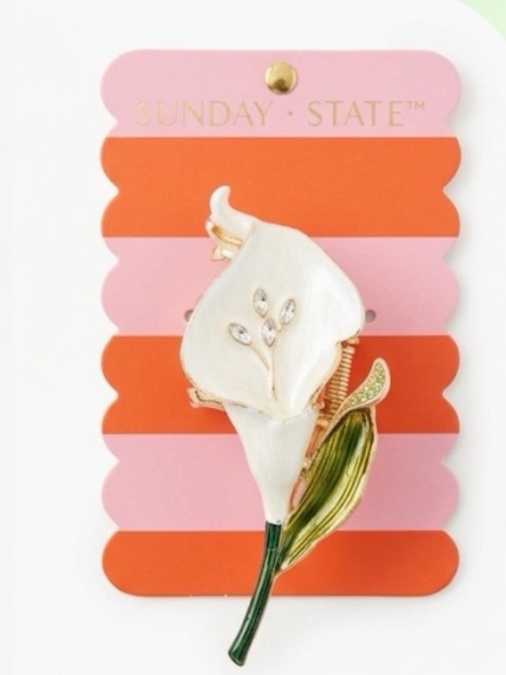 NWT ⚜️🤍⚜️ Sunday State Calla Lily Enamel Hair Claw Clip